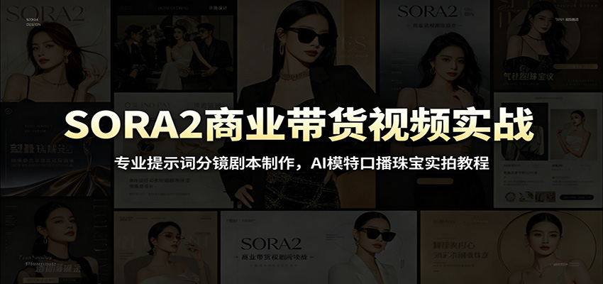 SORA2商业带货视频实战：专业提示词分镜剧本制作，AI模特口播珠宝实拍教程-云享网创
