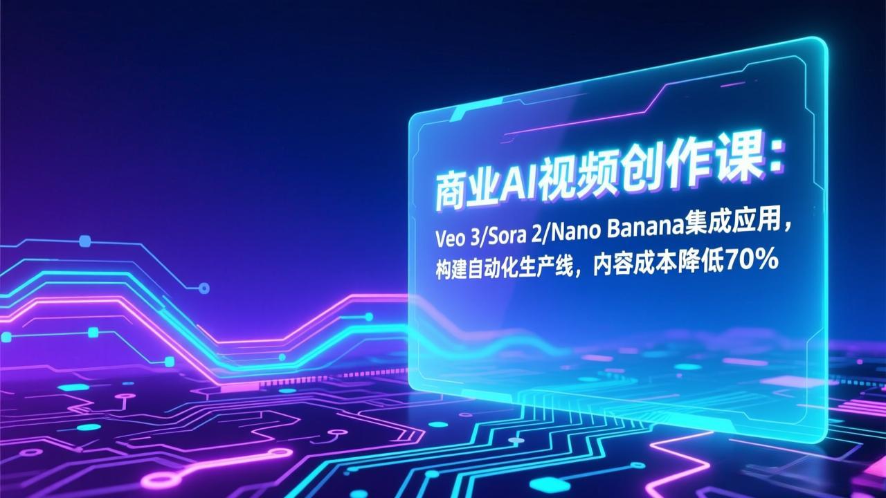 商业AI视频创作课：Veo 3/Sora 2/Nano Banana集成应用，构建自动化生产线，内容成本降低70%-云享网创