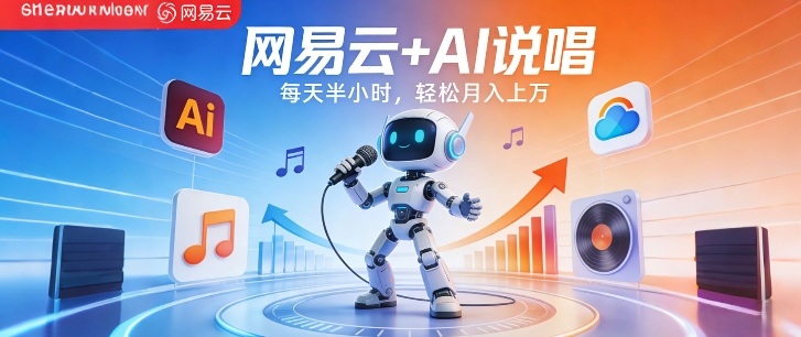 网易云+AI说唱，每天半小时，AI内容创作+流量变现，轻松月入1W-云享网创
