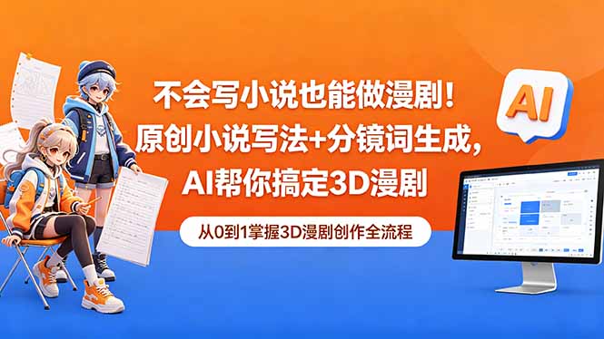 不会写小说也能做漫剧！原创小说写法+分镜词生成，AI帮你搞定3D漫剧-云享网创