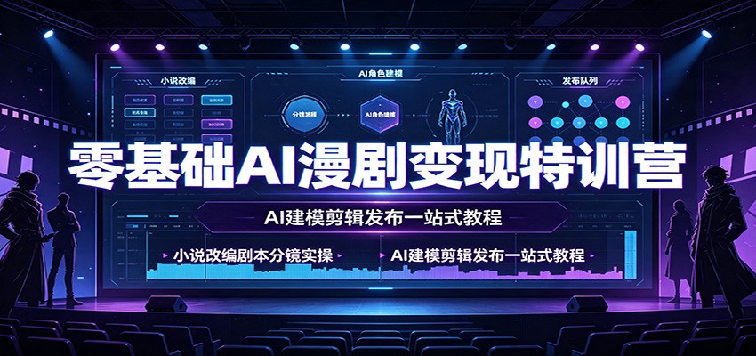 零基础AI漫剧变现特训营:小说改编剧本分镜实操,AI建模剪辑发布一站式教程-云享网创