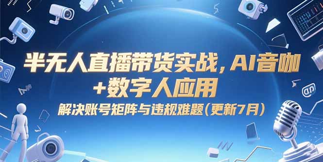 半无人直播带货实战，AI音咖+数字人应用 解决账号矩阵与违规难题(更新7月-云享网创