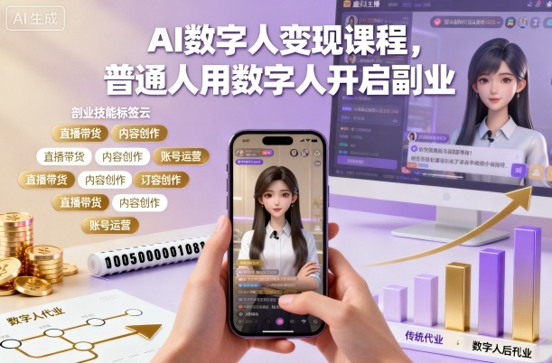 AI数字人变现课程,普通人用数字人开启副业-云享网创