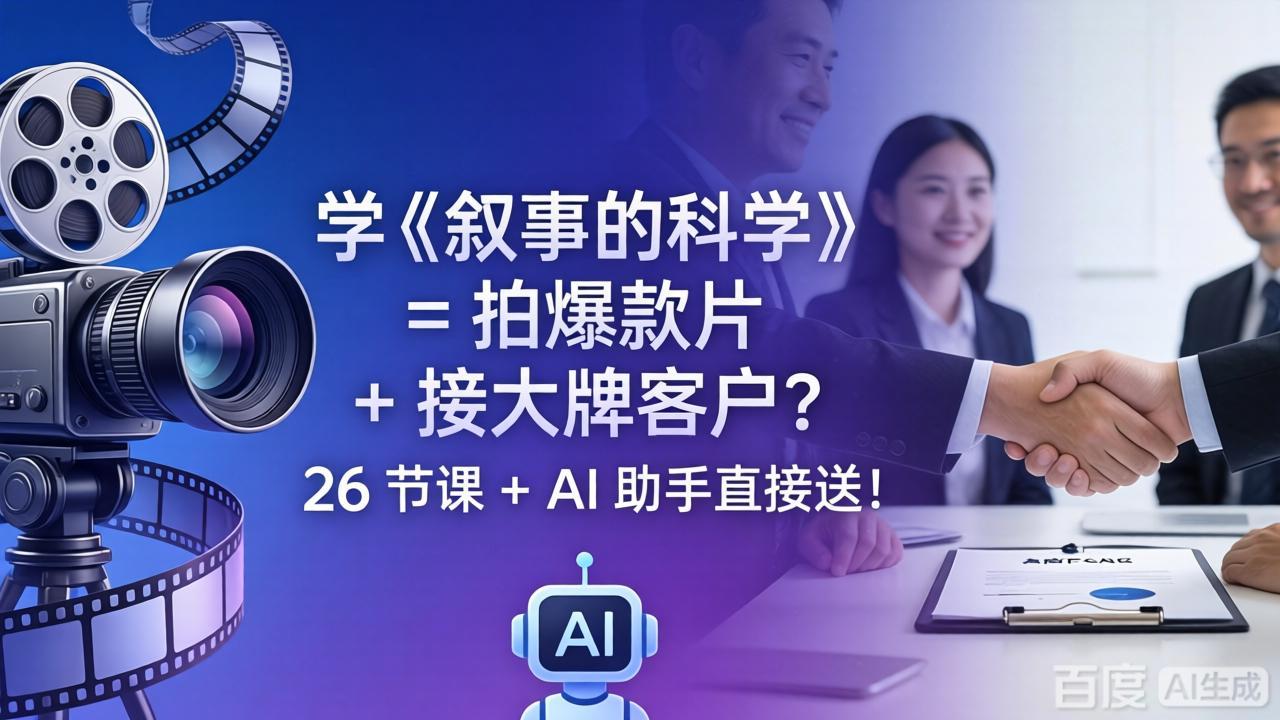学《叙事的科学》= 拍爆款片 + 接大牌客户?26 节课 + AI 助手直接送!-云享网创