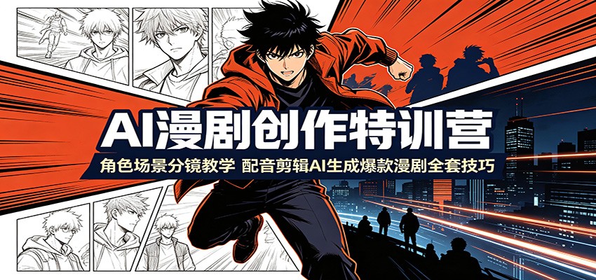 AI漫剧创作特训营：角色场景分镜教学，配音剪辑AI生成爆款漫剧全套技巧-云享网创
