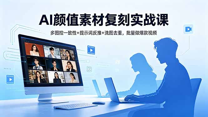 AI颜值素材复刻实战课,多图控一致性+提示词反推+洗图去重,批量做爆款视频-云享网创