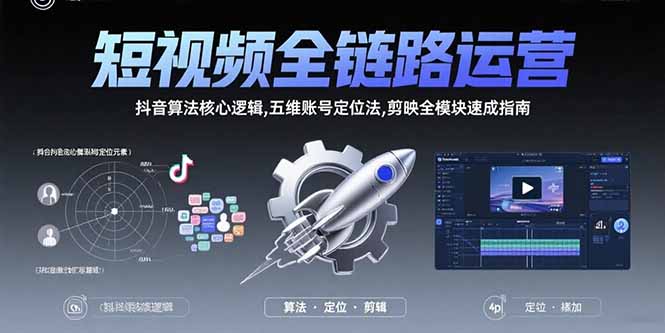 短视频全链路运营:抖音算法核心逻辑,五维账号定位法,剪映全模块速成指南-云享网创