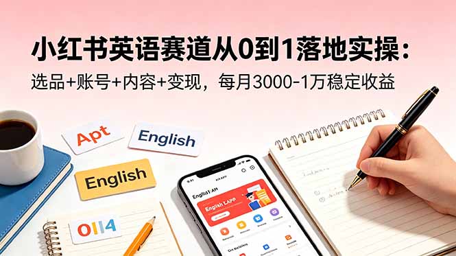 小红书英语赛道从0到1落地实操：选品+账号+内容+变现，每月3000-1万稳定收益-云享网创