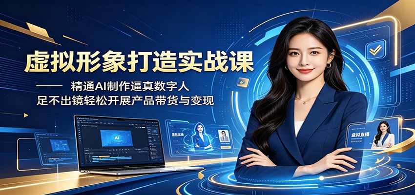 虚拟形象打造实战课：精通AI制作逼真数字人，足不出镜轻松开展产品带货与变现-云享网创