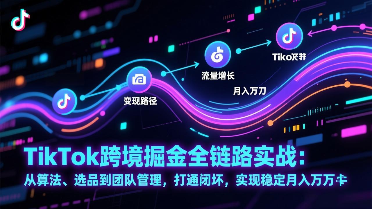 TikTok跨境掘金全链路实战：从算法、选品到团队管理，打通闭环，实现稳定月入万刀-云享网创