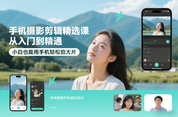 手机摄影剪辑精选课，从入门到精通，小白也能用手机轻松拍大片-云享网创