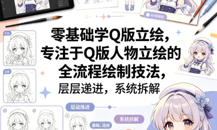 零基础学Q版立绘，专注于Q版人物立绘的全流程绘制技法，层层递进，系统拆解-云享网创