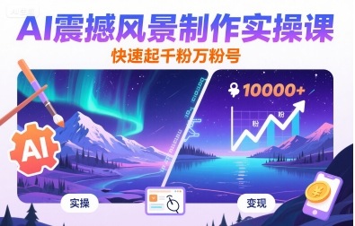 AI震撼风景制作实操课，快速起千粉万粉号-云享网创