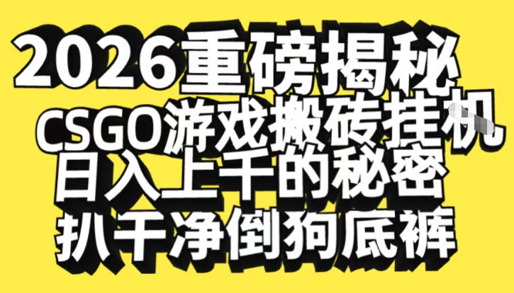 2026开年重磅解密，CSGO游戏搬砖挂G日入1k+的秘密，把倒狗的底裤扒干【揭秘】-云享网创