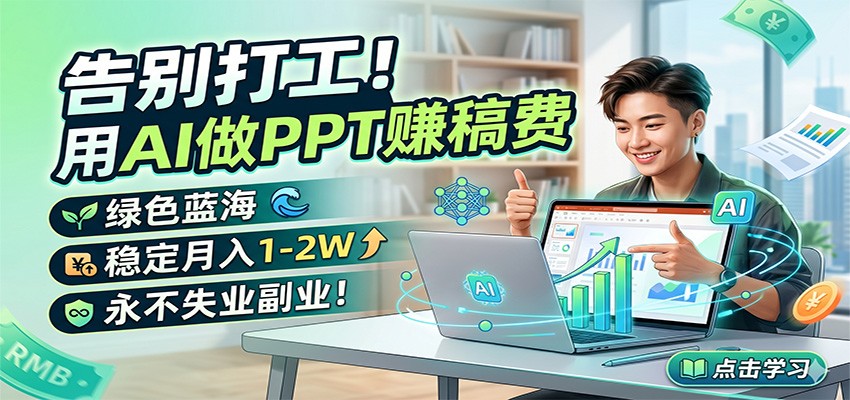 告别打工！用AI做PPT赚稿费，绿色蓝海，稳定月入1-2W，永不失业副业！-云享网创