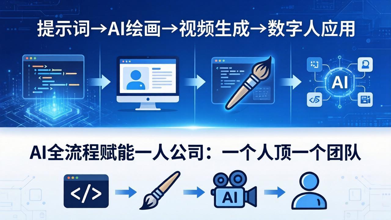 AI全流程赋能一人公司：提示词、绘画、视频、数字人、编程，一个人顶一个团队-云享网创