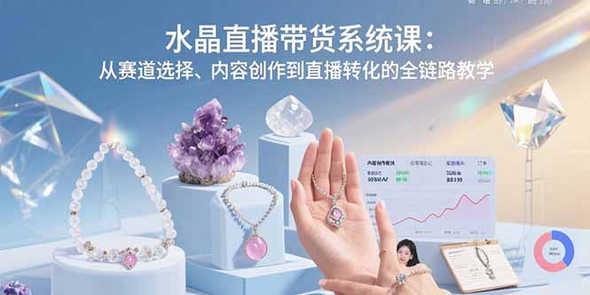 水晶直播带货系统课：从赛道选择、内容创作到直播转化的全链路教学-云享网创