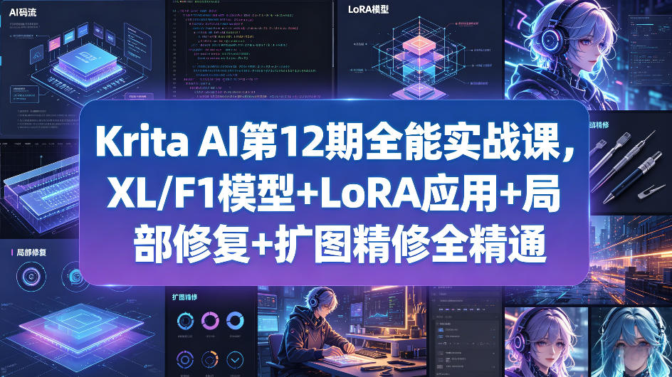 Krita AI第12期全能实战课，XL/F1模型+LoRA应用+局部修复+扩图精修全精通-云享网创