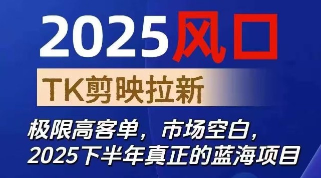 2025风口TK剪映capcut拉新项目,极限高客单,市场空白,2025下半年真正的蓝海项目-云享网创