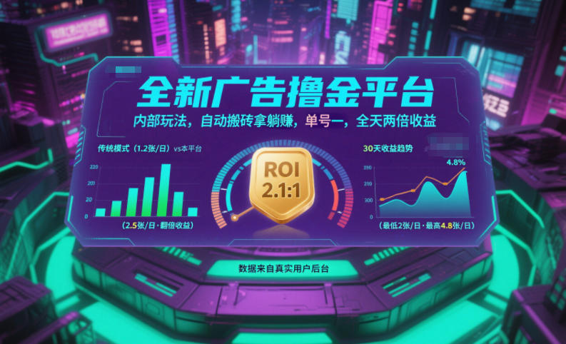 全新广告撸金平台,内部玩法,自动搬砖拿躺賺,单号一天保底2张+,全天两倍收益【揭秘】-云享网创