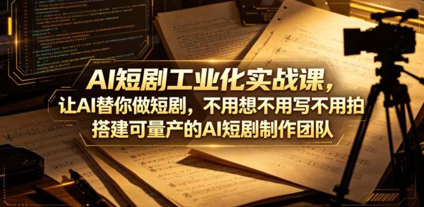 AI短剧工业化实战课，让AI替你做短剧，不用想不用写不用拍，搭建可量产的AI短剧制作团队-云享网创