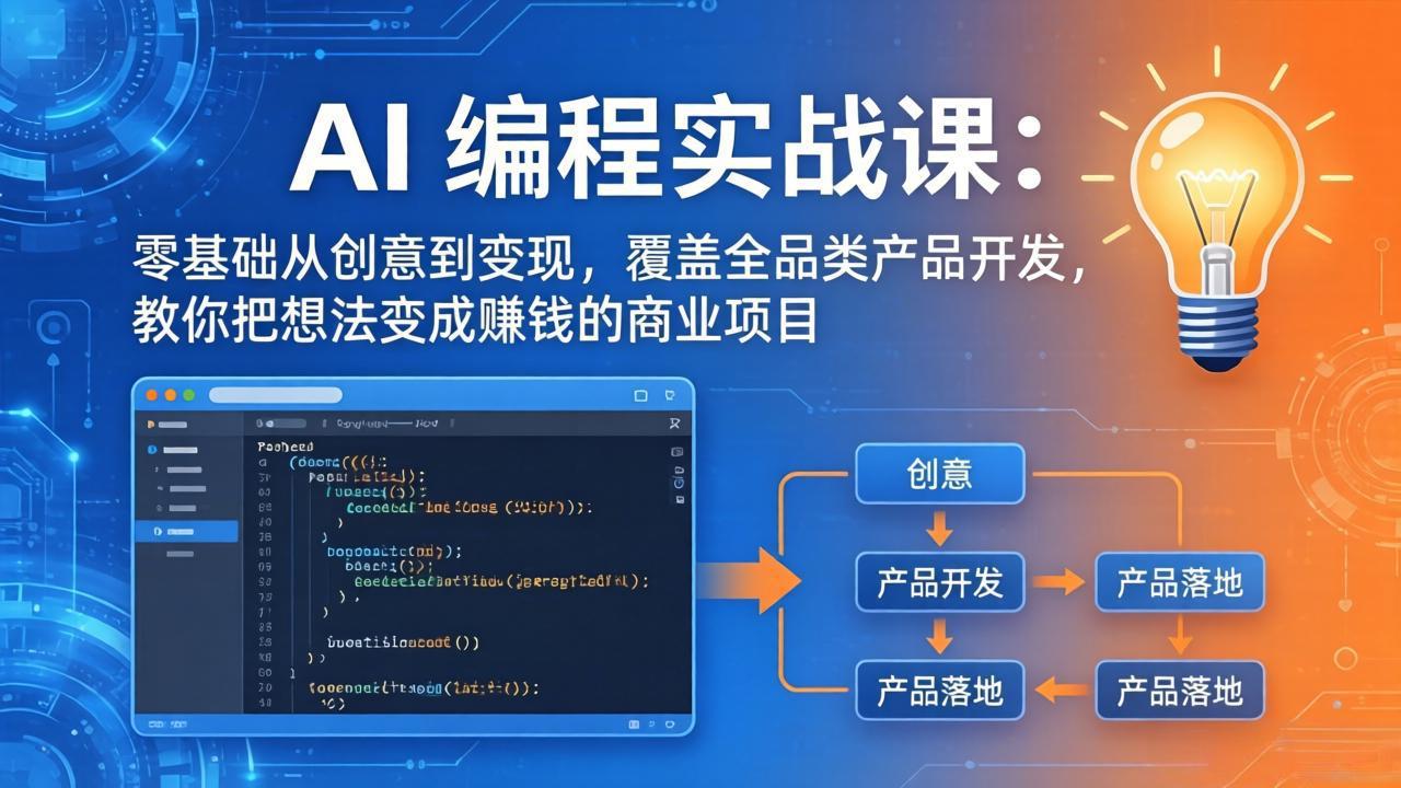 AI编程实战课-第三期-5月9更新：零基础从创意到变现，覆盖全品类产品开发，把想法变成赚钱项目-云享网创