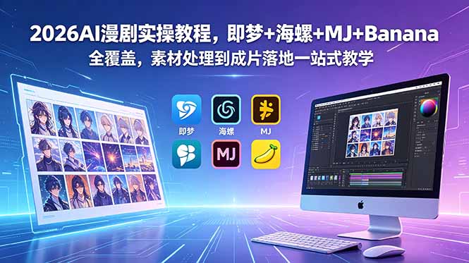 2026AI漫剧实操教程，即梦+海螺+MJ+Banana全覆盖，素材处理到成片落地一站式教学-云享网创