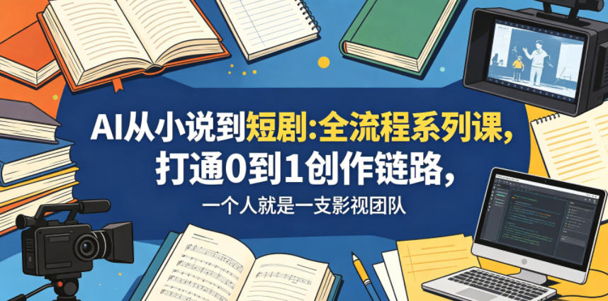AI从小说到短剧全流程系列课，打通0到1创作链路，一个人就是一支影视团队-云享网创
