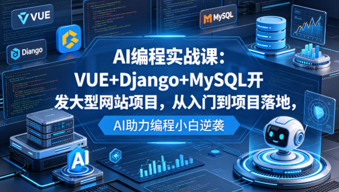 AI编程实战课:VUE+Django+MySQL开发大型网站项目,从入门到项目落地,AI助力编程小白逆袭-云享网创