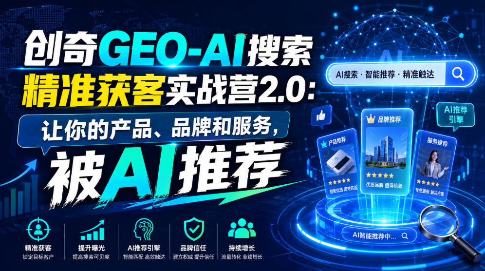 创奇GEO-AI搜索精准获客实战营2.0:让你的产品、品牌和服务,被AI推荐-云享网创
