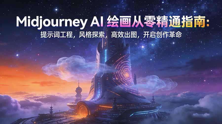 Midjourney AI绘画从零精通指南：提示词工程，风格探索，高效出图，开启创作革命-云享网创
