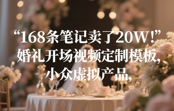 168条笔记卖了20W！婚礼开场视频定制模板，小众虚拟产品-云享网创