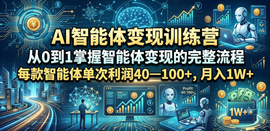 AI智能体变现训练营，从0到1掌握智能体变现的完整流程，每款智能体单次利润40—100+，月入1W+-云享网创