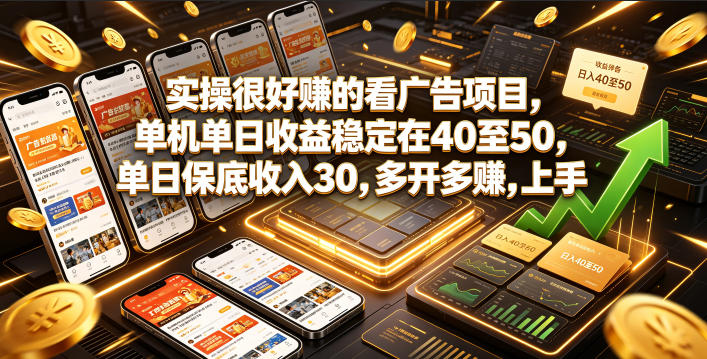 实操很好賺的看广告项目，单机单日收益稳定在40至50，单日保底收入30，多开多賺，上手就能变现【揭秘】-云享网创
