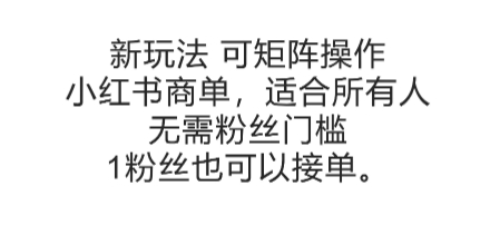 可矩阵操作，小红书商单新玩法，适合所有人，无需粉丝门槛，1粉丝也可以接单-云享网创