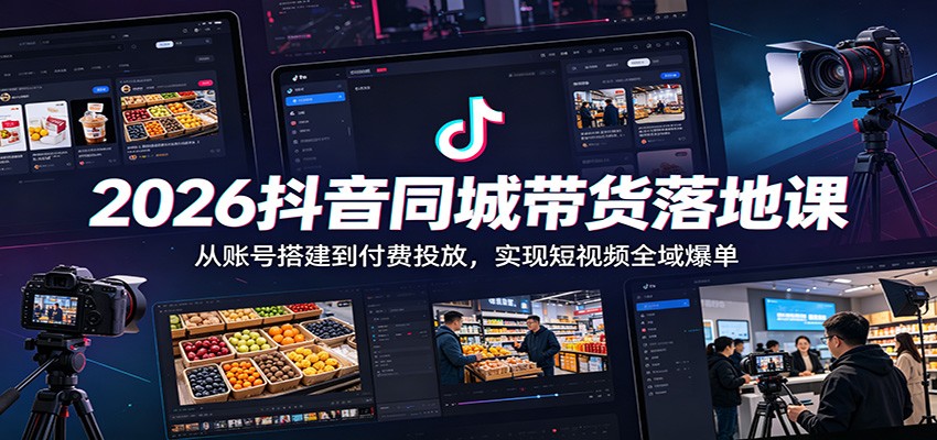 2026抖音同城带货落地课：从账号搭建到付费投放，实现短视频全域爆单-云享网创