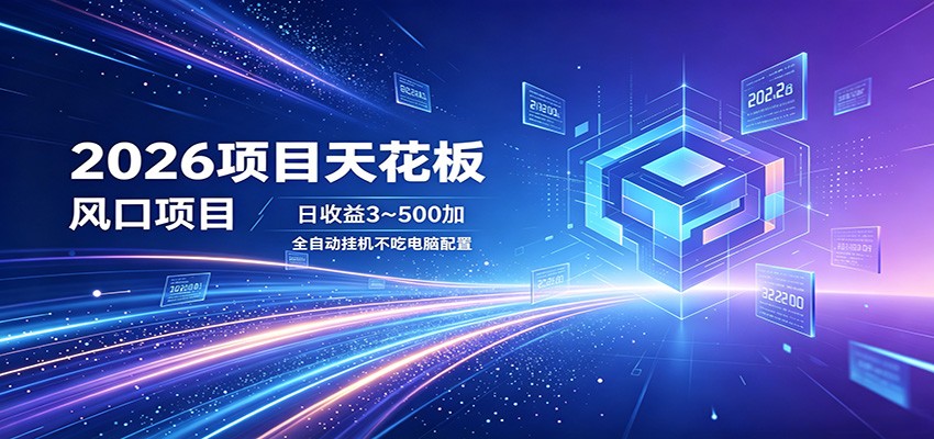 2026项目天花板，风口项目，日收益3~500+全自动挂机，不吃配置-云享网创