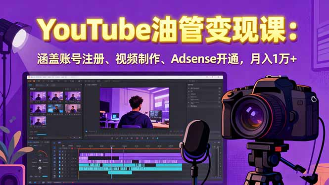 2025YouTube油管变现课：涵盖账号注册、视频制作、Adsense开通，月入1万+-云享网创