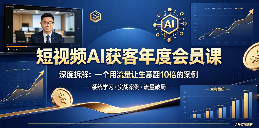 短视频AI获客年度会员课，深度拆解，一个用流量让生意翻10倍的案例-云享网创