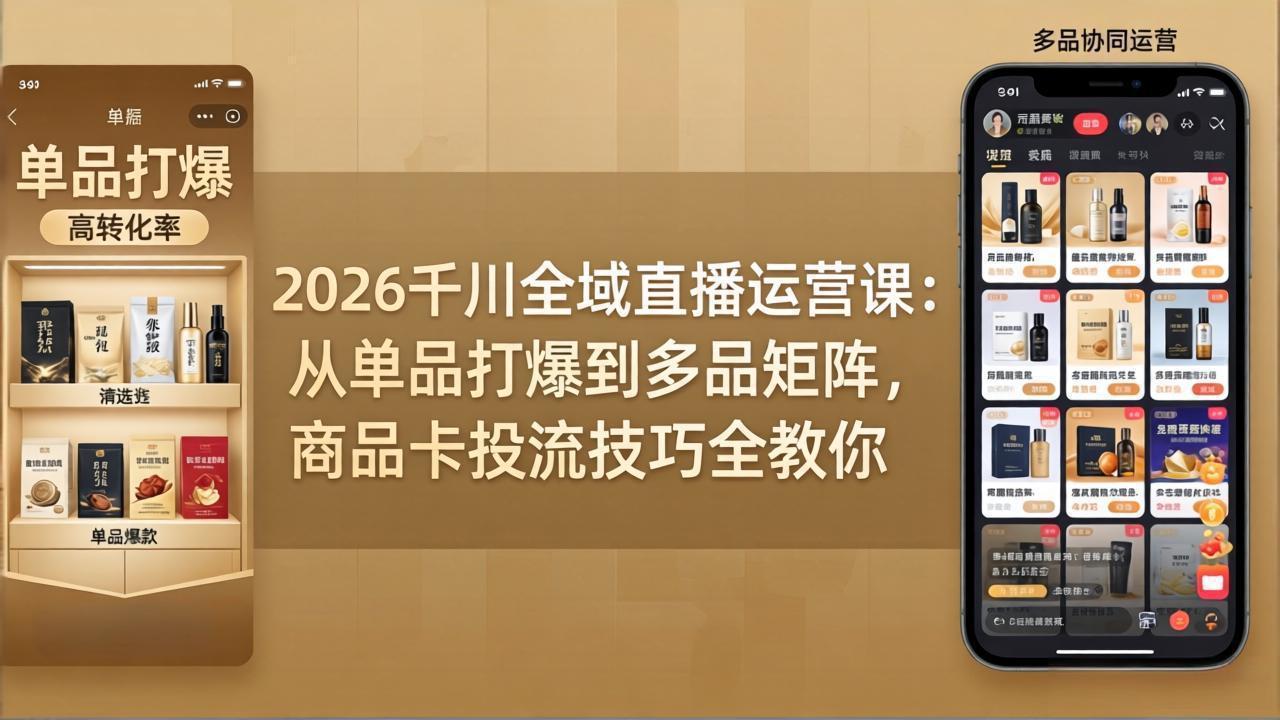 2026千川全域直播运营课：从单品打爆到多品矩阵，商品卡投流技巧全教你-云享网创