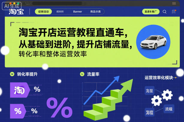 淘宝开店运营教程直通车，从基础到进阶，提升店铺流量，转化率和整体运营效率(更新26年1月)-云享网创