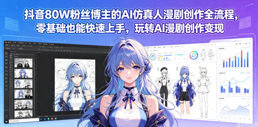 抖音80W粉丝博主的AI仿真人漫剧创作全流程，零基础也能快速上手，玩转AI漫剧创作变现-云享网创