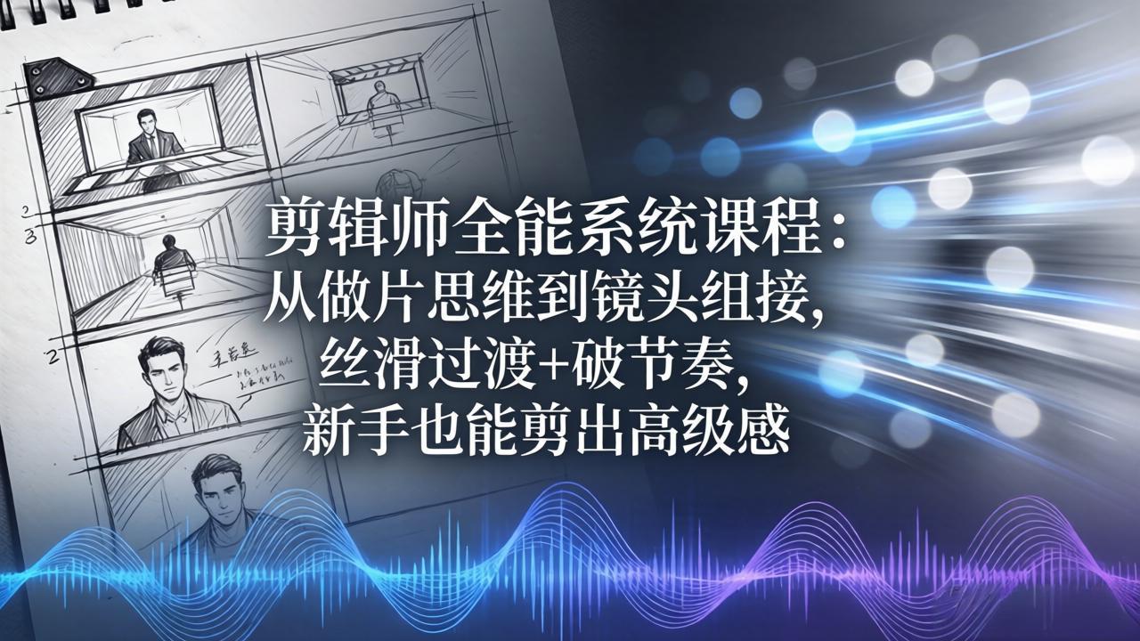 剪辑师全能系统课程：从做片思维到镜头组接，丝滑过渡+破节奏，新手也能剪出高级感-云享网创