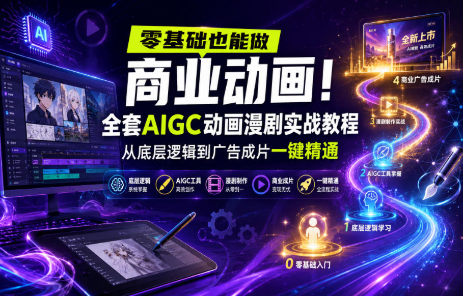 零基础也能做商业动画！全套AIGC动画漫剧实战教程，从底层逻辑到广告成片一键精通(更新0715)-云享网创