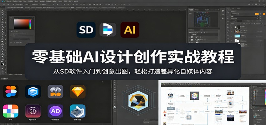 零基础AI设计创作实战教程：从SD软件入门到创意出图，轻松打造差异化自媒体内容-云享网创