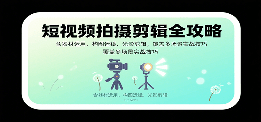短视频拍摄剪辑全攻略：含器材运用、构图运镜、光影剪辑，覆盖多场景实战技巧-云享网创