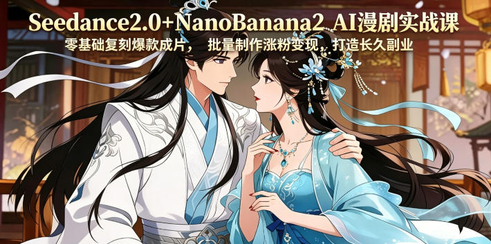 Seedance2.0+NanoBanana2 AI漫剧实战课，零基础复刻爆款成片涨粉变现，打造长久副业收益-云享网创