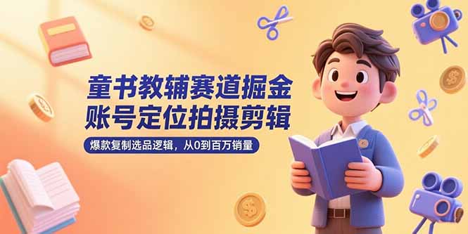 童书教辅赛道掘金，账号定位拍摄剪辑，爆款复制选品逻辑，从0到百万销量-云享网创