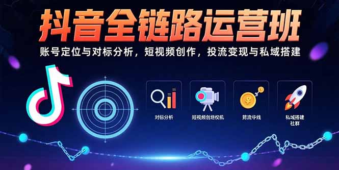 抖音全链路运营班：账号定位与对标分析，短视频创作，投流变现与私域搭建-云享网创