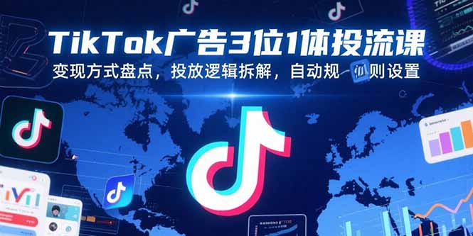 TikTok广告3位1体投流课，变现方式盘点，投放逻辑拆解，自动规则设置-云享网创